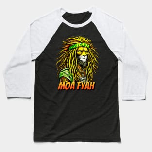 Moa Fyah Jamaican Rasta Lion of Judah Baseball T-Shirt